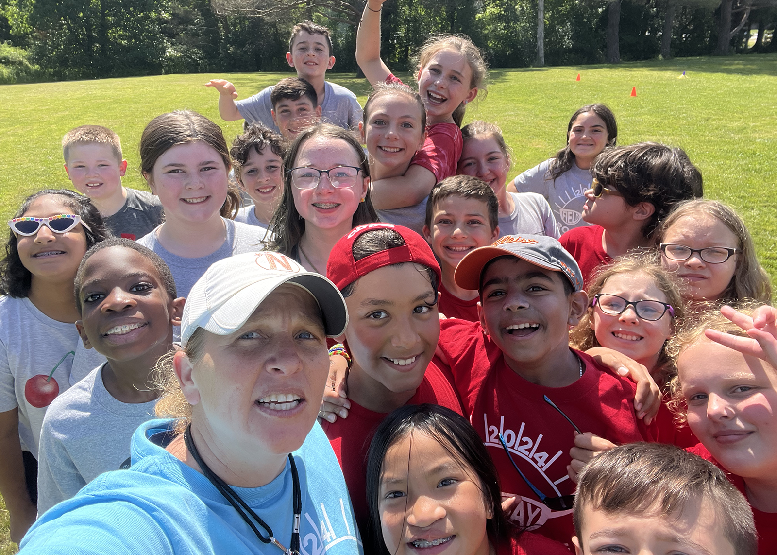selfie and students at field day