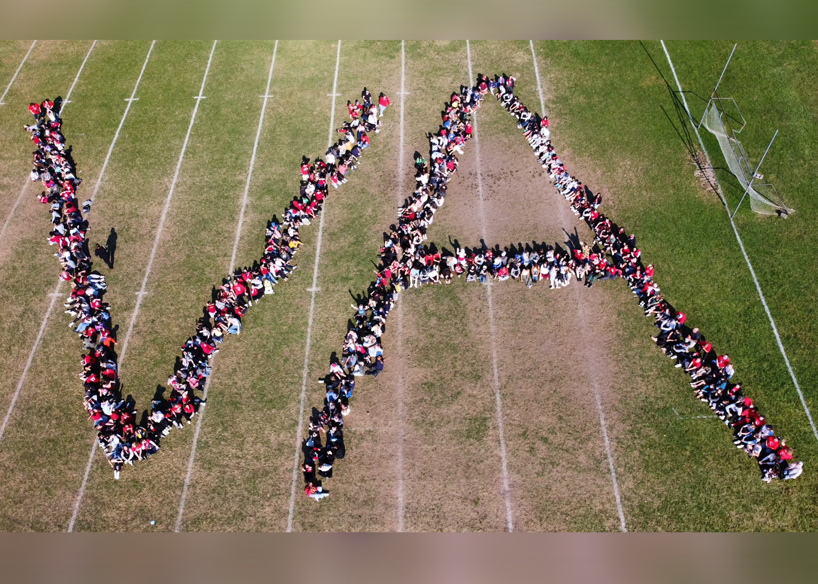 outline of letters VA from aerial view