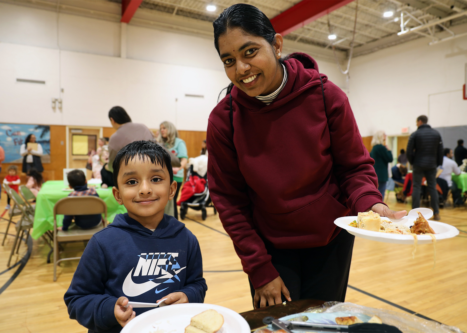 family eating food at mulitcultural night