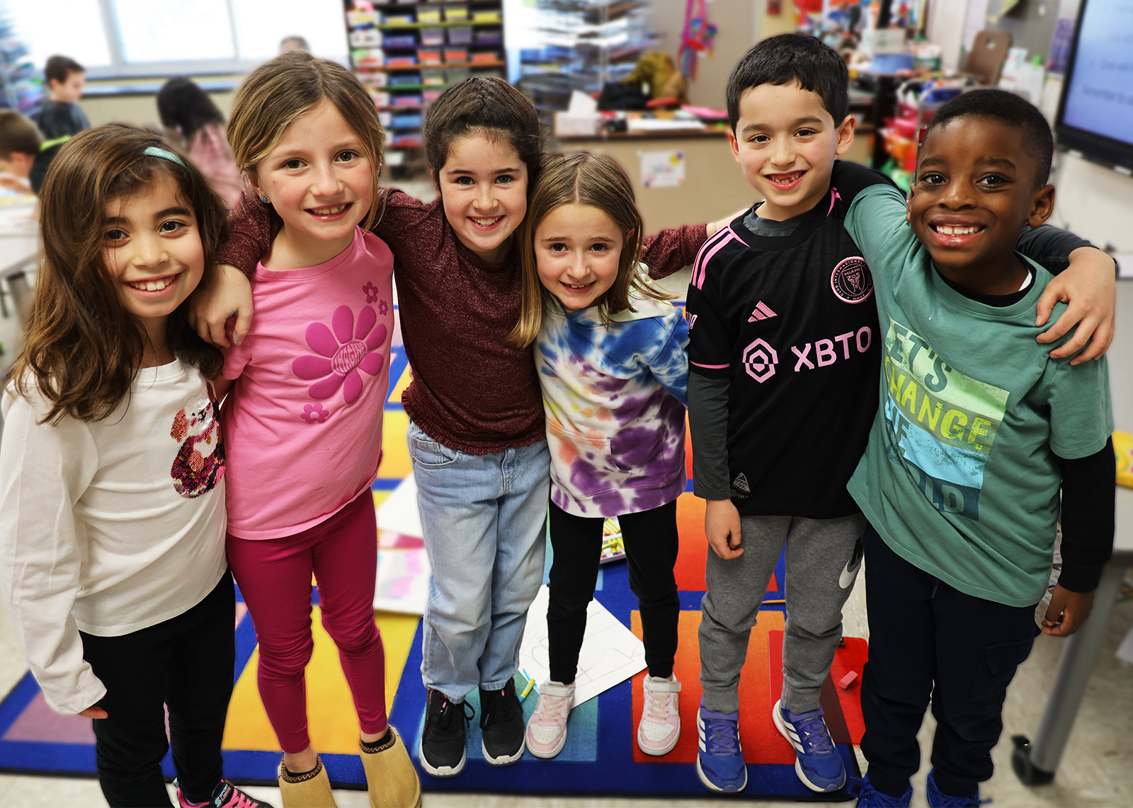 groups of young friends in art class