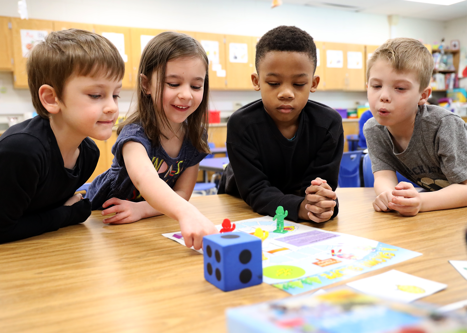 group of kindergartners doing a ELA game