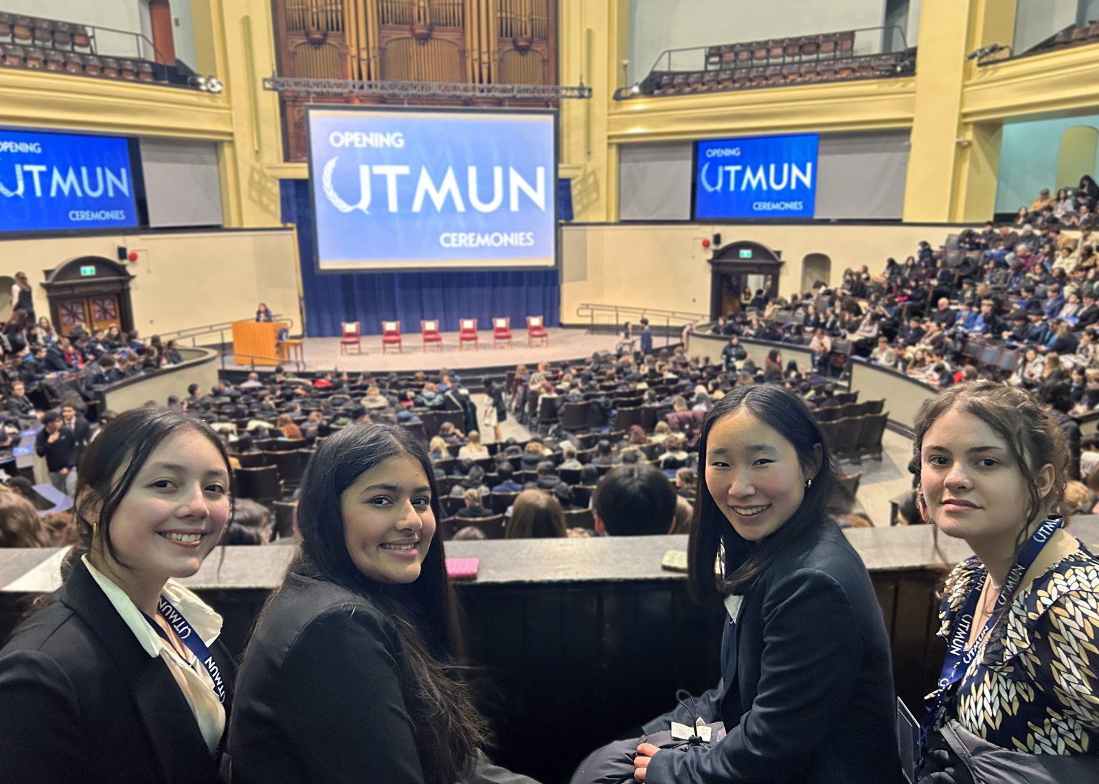 NHS students pose for photo at University of Toronto Model United Nations 2025 Conference.