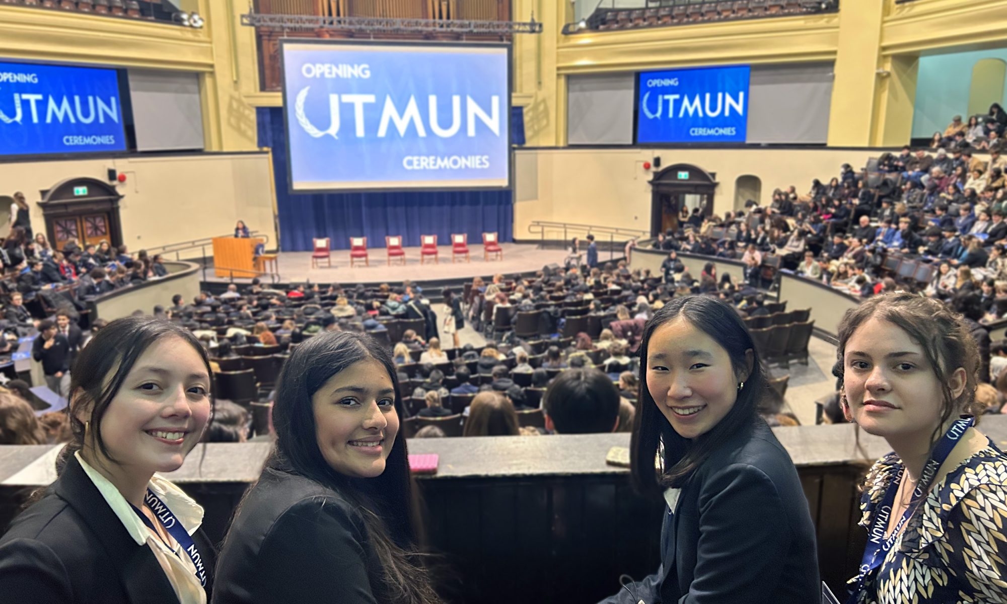 NHS students pose for photo at University of Toronto Model United Nations 2025 Conference.