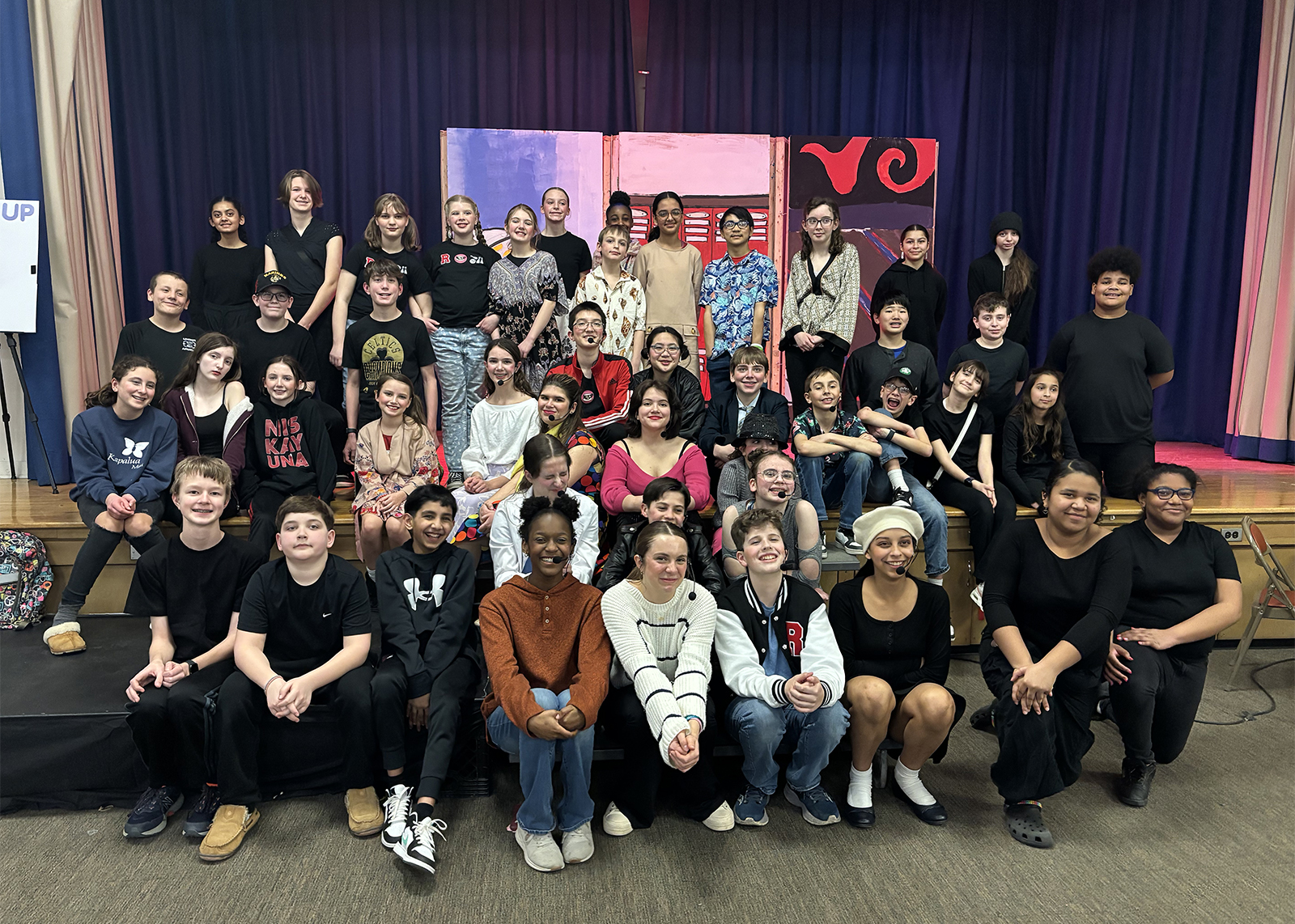 cast and crew from middle school play